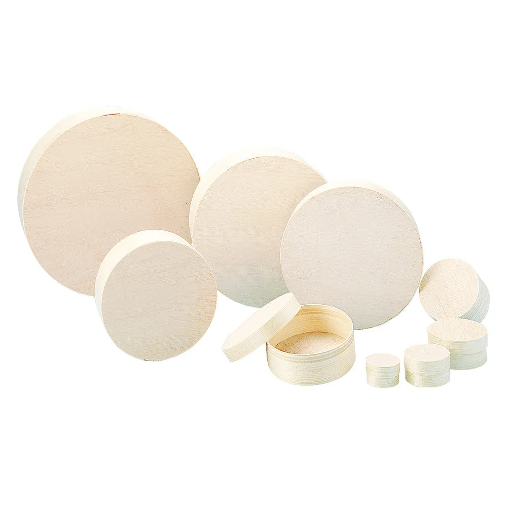 Bijounique Spanen doos rond houten doosje 16 cm FSC mix per stuk