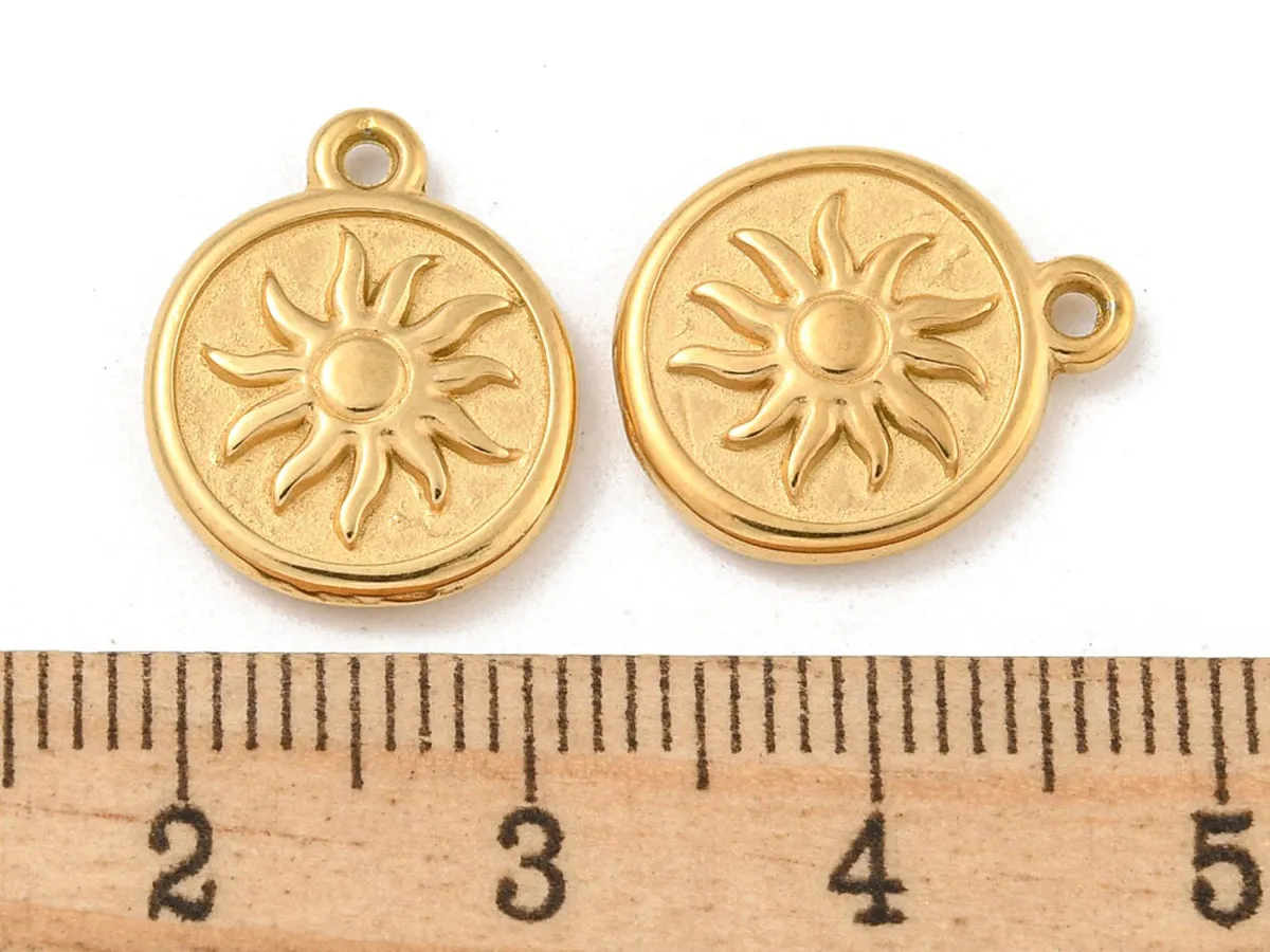 La Petite Epicerie hanger zon rond goud 15,5 mm per stuk