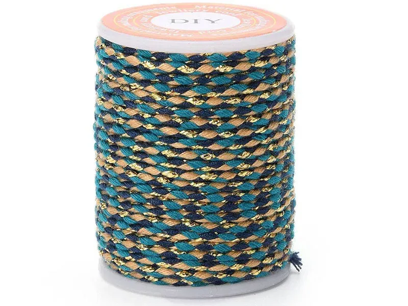 La Petite Epicerie gevlochten katoenen koord 4 m zwart blauw beige goud