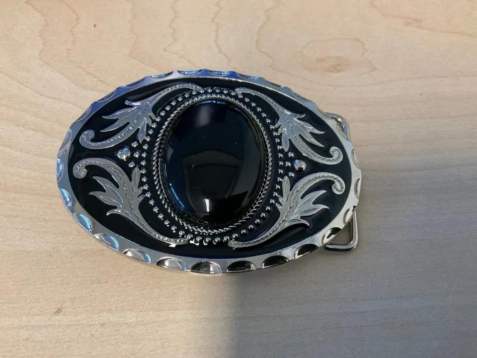 Leather House Cowboy Black Gem Oval riemgesp 6,5 x 9 cm