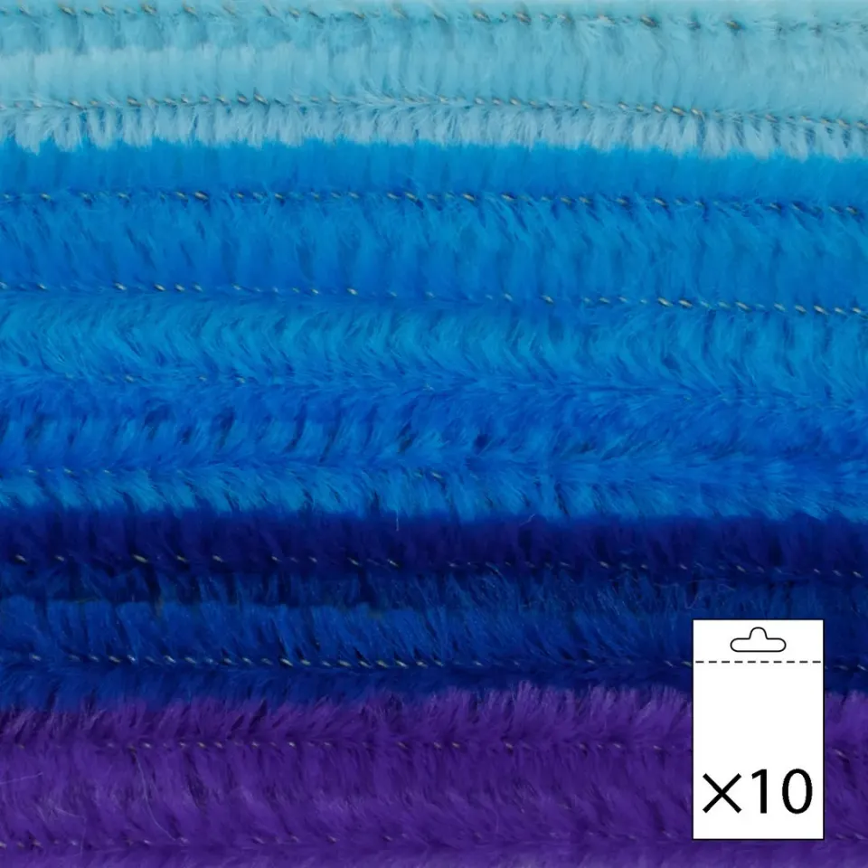 LTC-Leiden chenilledraad 8 mm 50 cm blauw 10 stuks