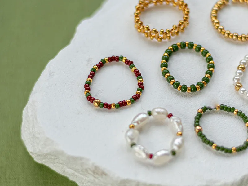 La Petite Epicerie Mes Bagues ringen DIY kit natuurkralen 10 stuks