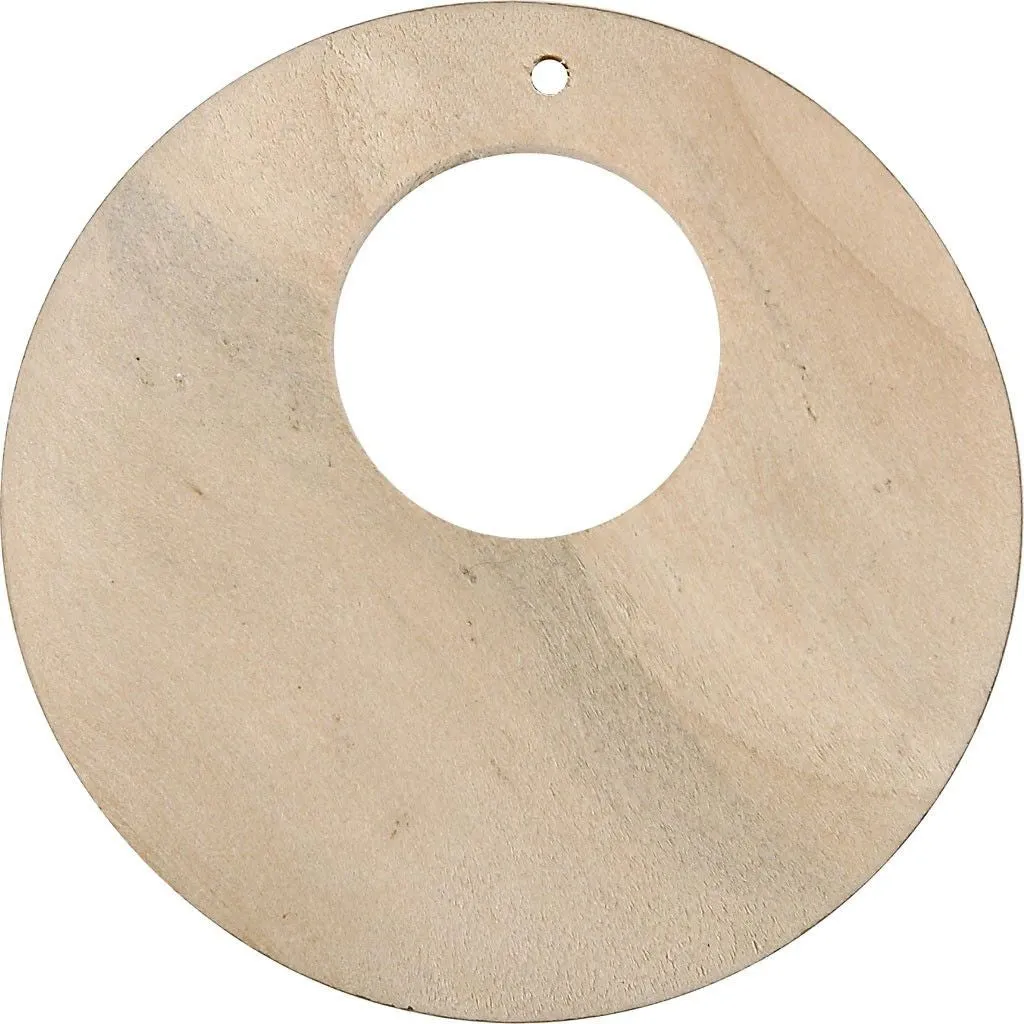 Bijounique schijf rond houten oorbelhanger 40 mm zakje 6 stuks