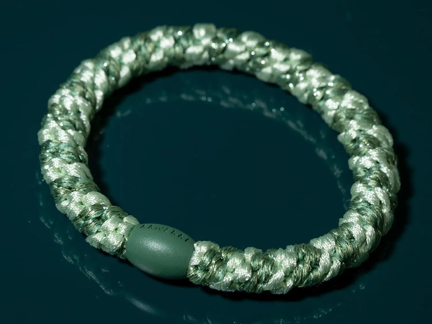 Kknekki Classic haarelastiek strepen pistache mint glitter