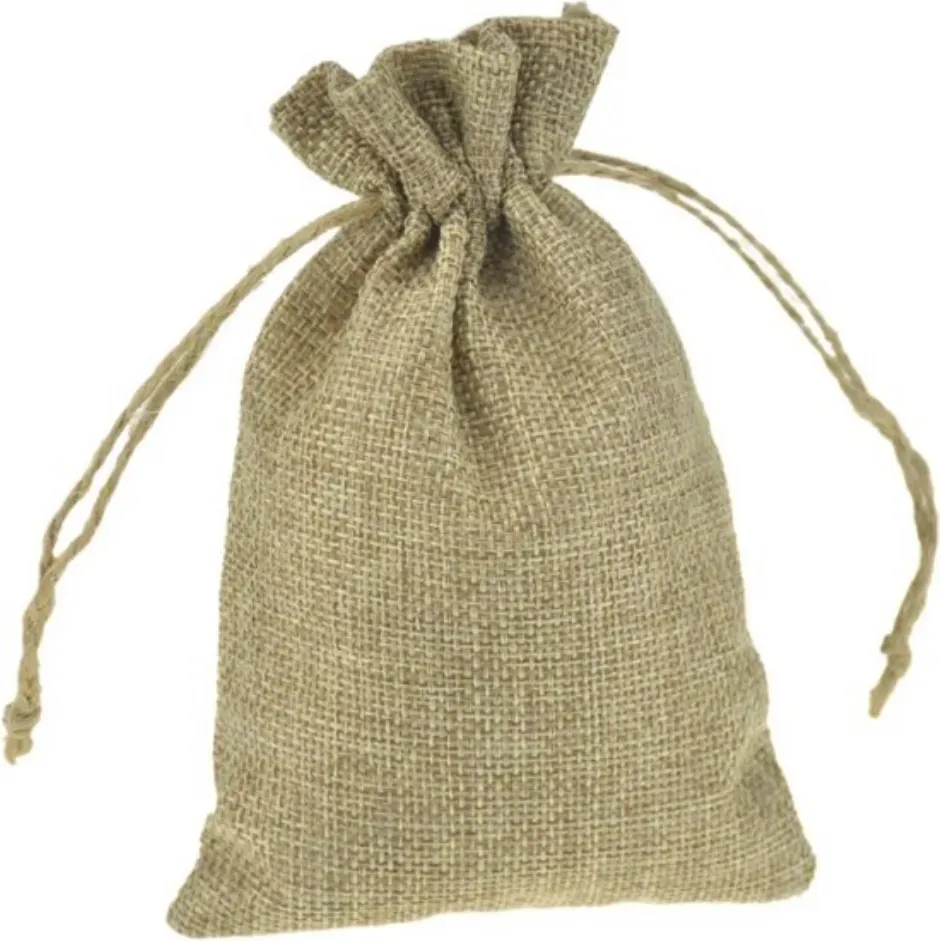 LTC-Leiden jute zakje met sluitkoord 12 x 9 cm per stuk