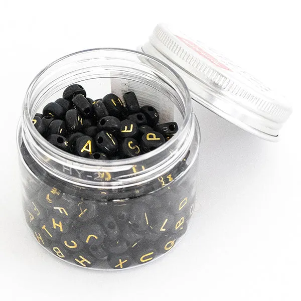 La Petite Epicerie letterkralen 7 mm zwart goud pot 200 stuks