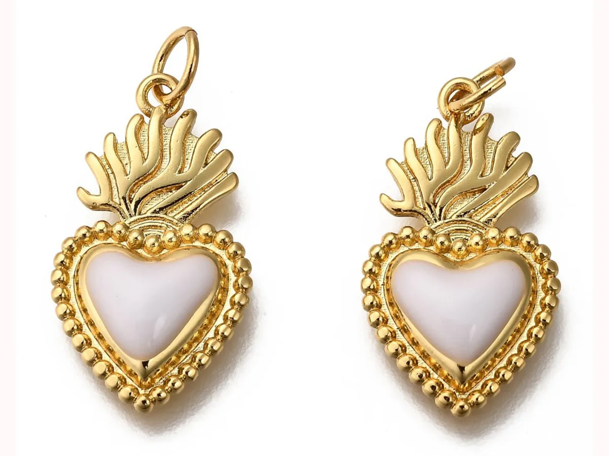 La Petite Epicerie Bedel Hart Wit Emaille Verguld per stuk