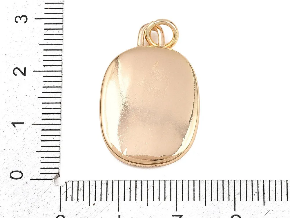 La Petite Epicerie bedel ovaal blauwe bloem goud 27 mm