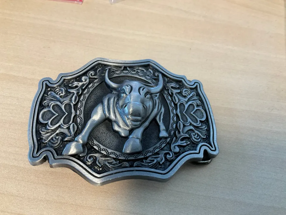 Leather House Brave Bull riemgesp donkerzilver stier