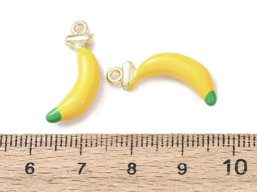 La Petite Epicerie bedel banaan emaille goud 22,5 mm