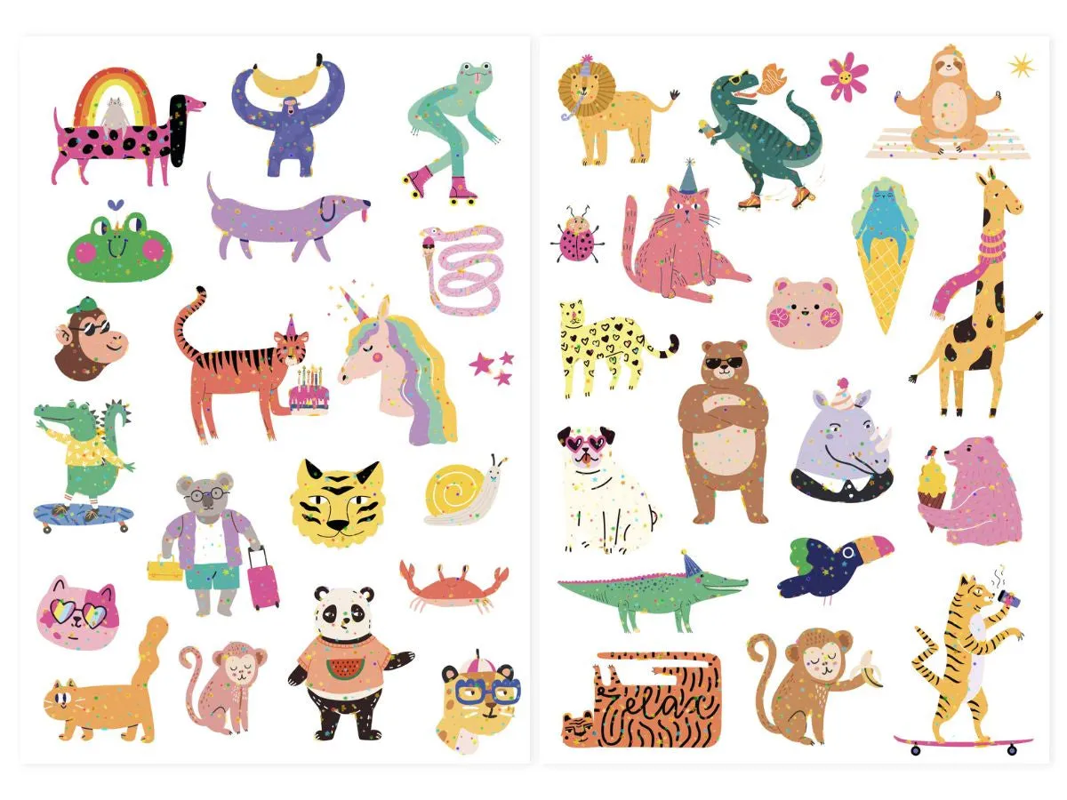 La Petite Epicerie Cute Animals plaktattoo neon 40 stuks