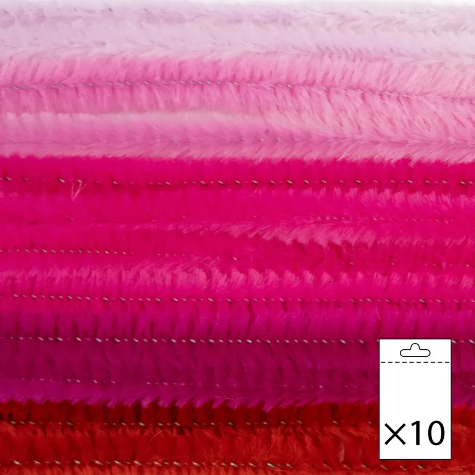LTC-Leiden chenilledraad 8mm 50cm 10 stuks roze rood