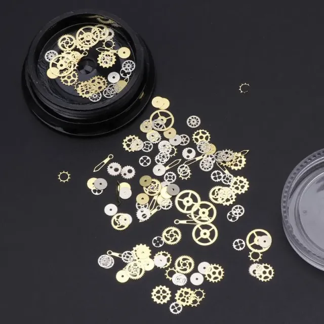 Bijounique Steampunk doosje goud zilver 120 stuks