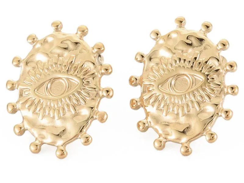 La Petite Epicerie ovale oorstekers goud 19x15 mm etnisch