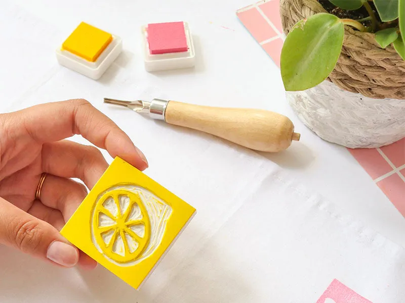 La Petite Epicerie linogravure kit stempels theedoek DIY