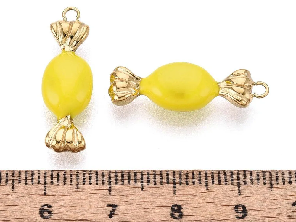 La Petite Epicerie bedel snoepje geel goud 25 mm RVS