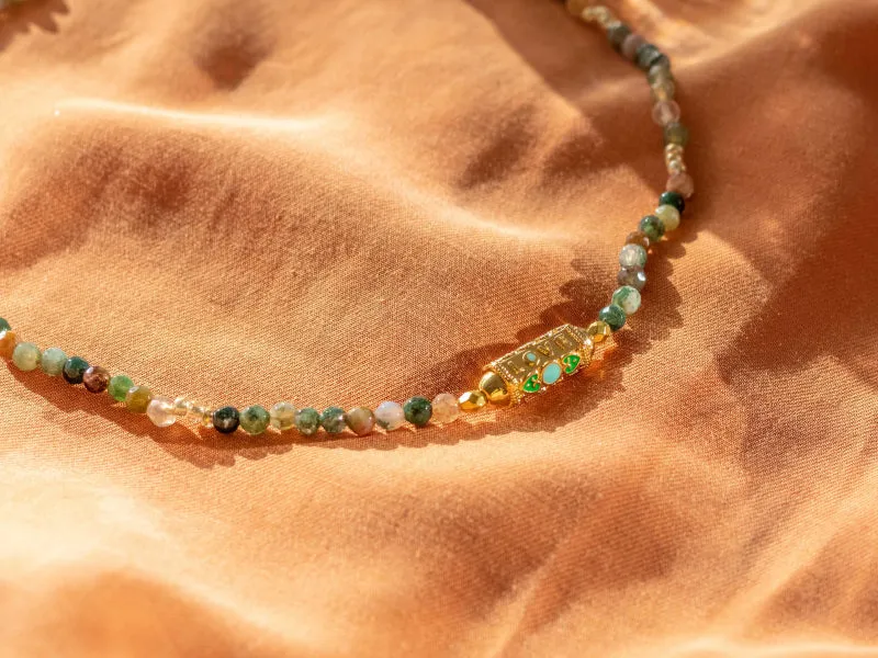 La Petite Epicerie Mon collier agate ketting set groen natuursteen