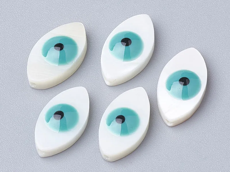 La Petite Epicerie zoetwaterparel oog kraal 15x8 mm turquoise per stuk