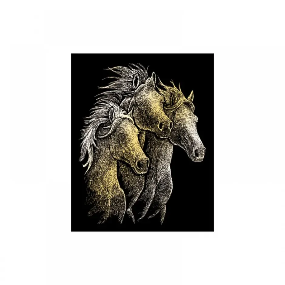 Royal & Langnickel krasfolie kraskaart goud paarden 20x25cm