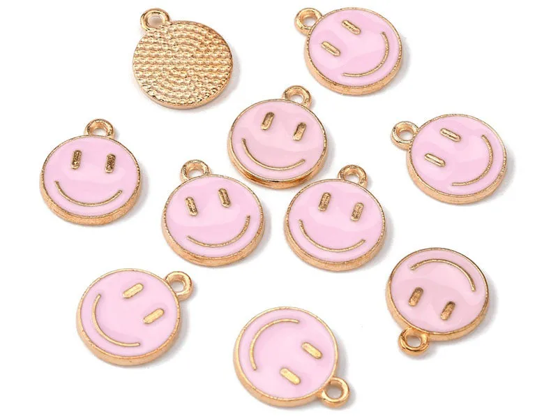 La Petite Epicerie smiley bedel lichtroze emaille 14,5 mm