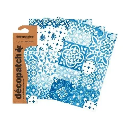 Decopatch papier C904 A3 Portugese tegel blauw 3 vel