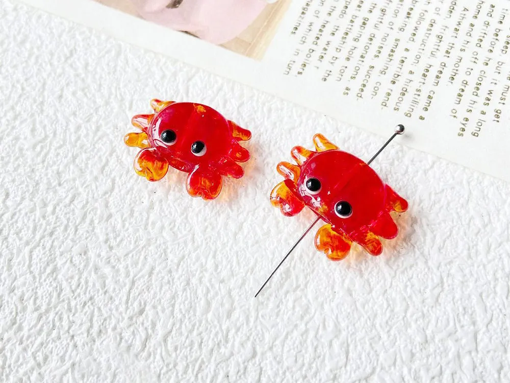 La Petite Epicerie krab bedel rood glas 22 mm per stuk