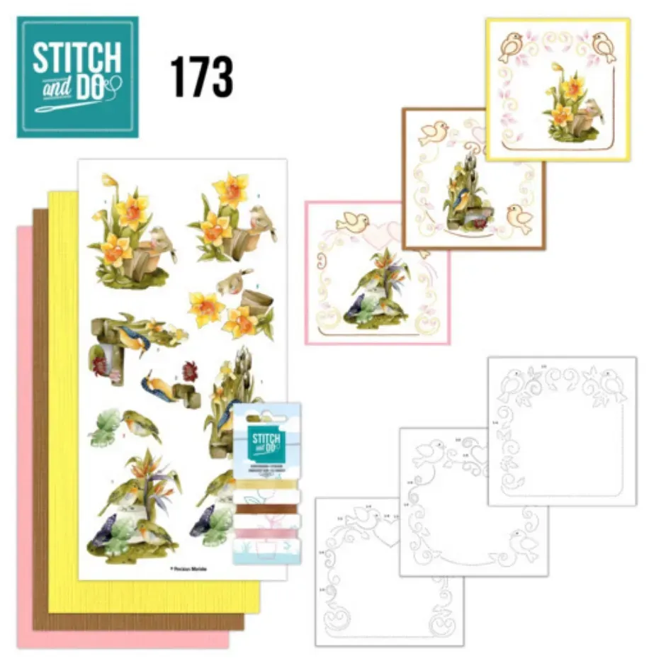 Stitch and Do borduursetje 173 birds kaarten 3 stuks