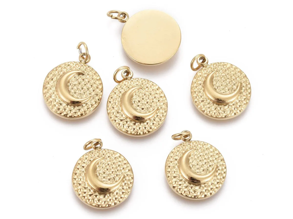 La Petite Epicerie bedel maan rond goud 14,5 mm RVS 316