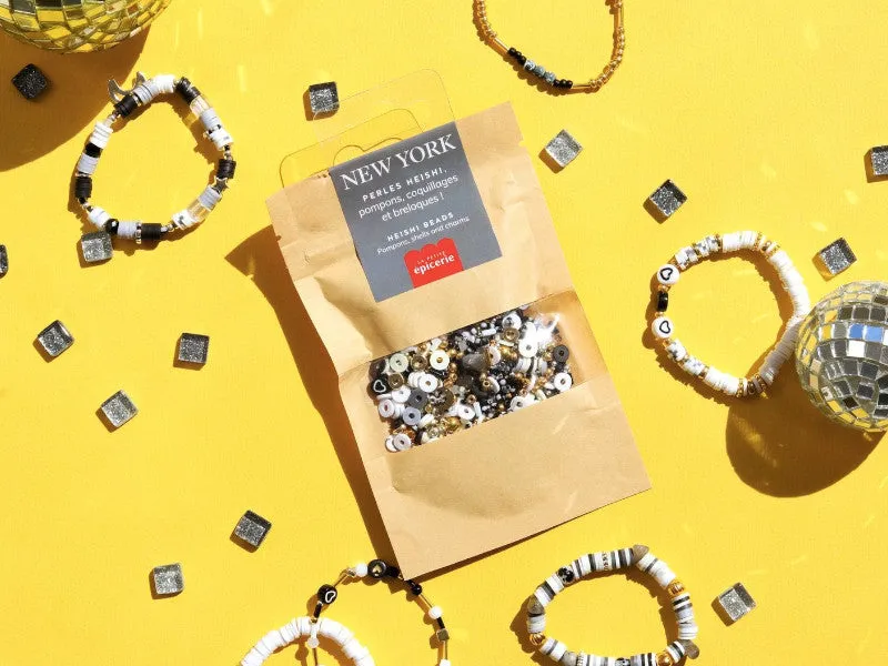 La Petite Epicerie New York heishi kralenmix 50 gram zwart goud