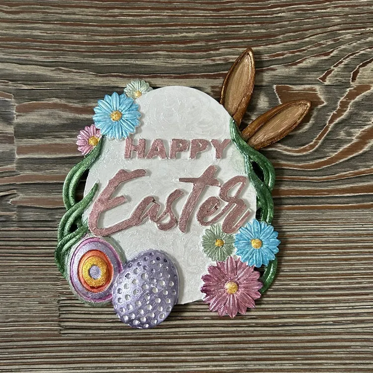 Bijounique Paasei Happy Easter gietmal per stuk siliconen