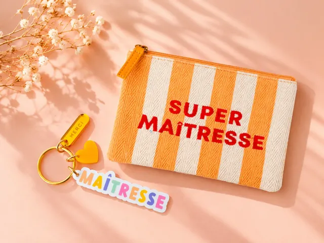La Petite Epicerie Merci maîtresse cadeauset etui + sleutelhanger