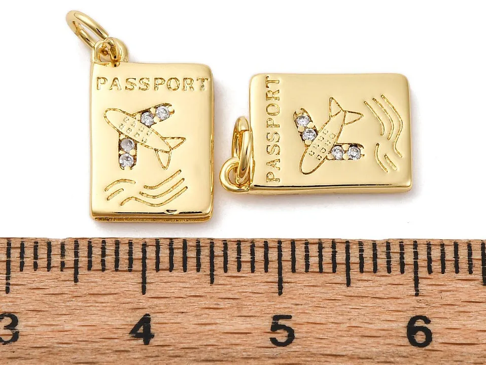 La Petite Epicerie paspoort bedel goud met strass 14 mm