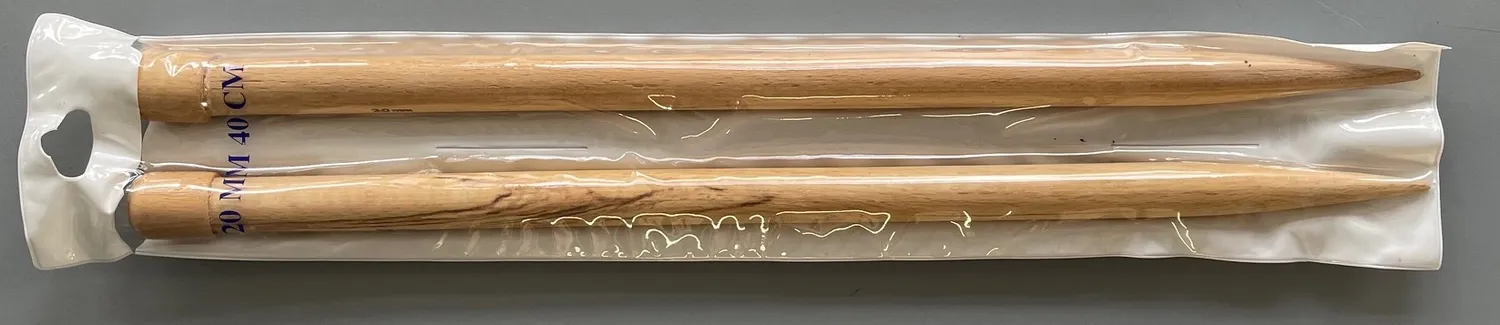 LTC-Leiden Houten breinaalden 20 mm 40 cm met knop
