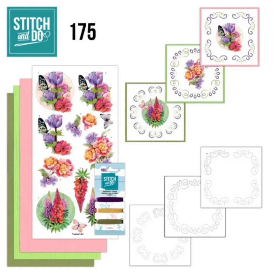 Stitch and Do 175 borduursetje perfect butterfly flowers 3D
