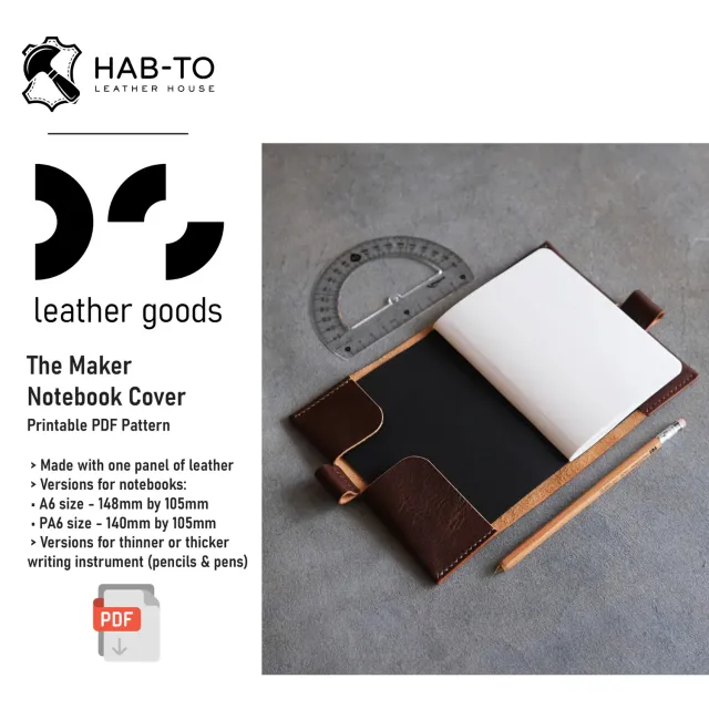 Leather House Maker Notebook Cover patroon PDF A6