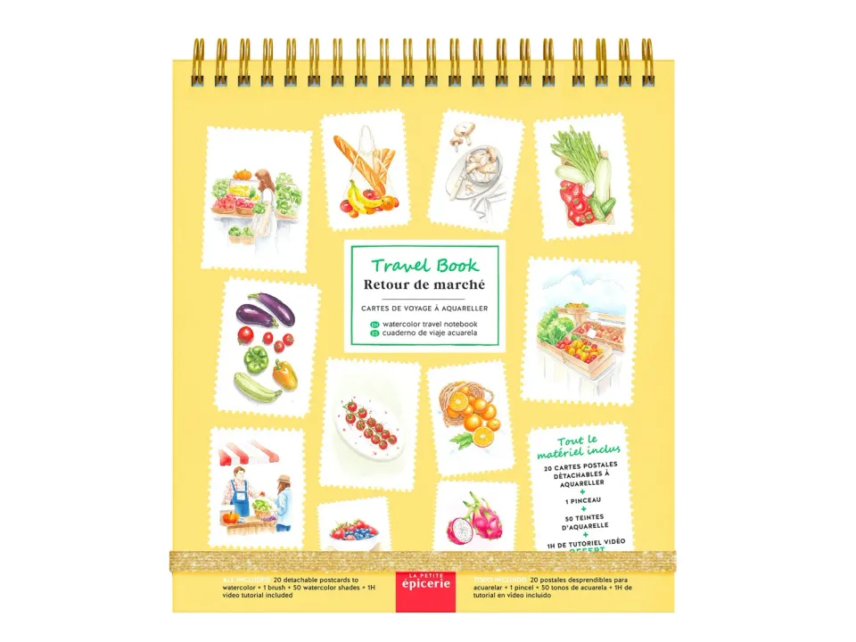 Travel Book Retour de Marché aquarelboek 20 kaarten 50 kleuren