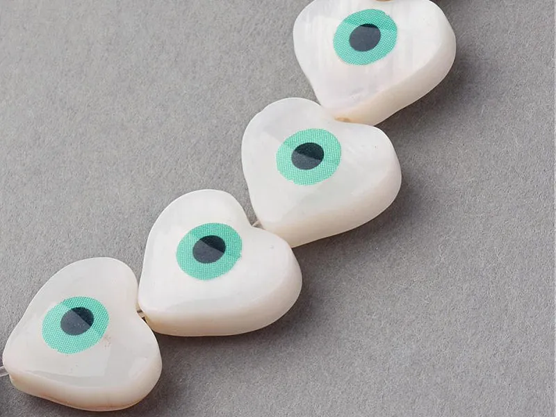 La Petite Epicerie hart kralen parelmoer blauw oog 10 mm 5 stuks