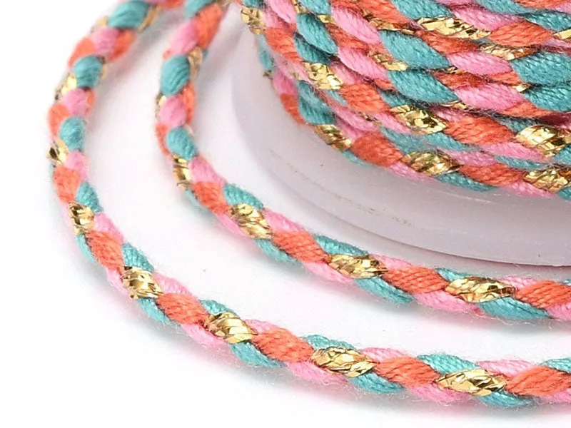 La Petite Epicerie Katoenen koord 4 m oranje roze blauw goud
