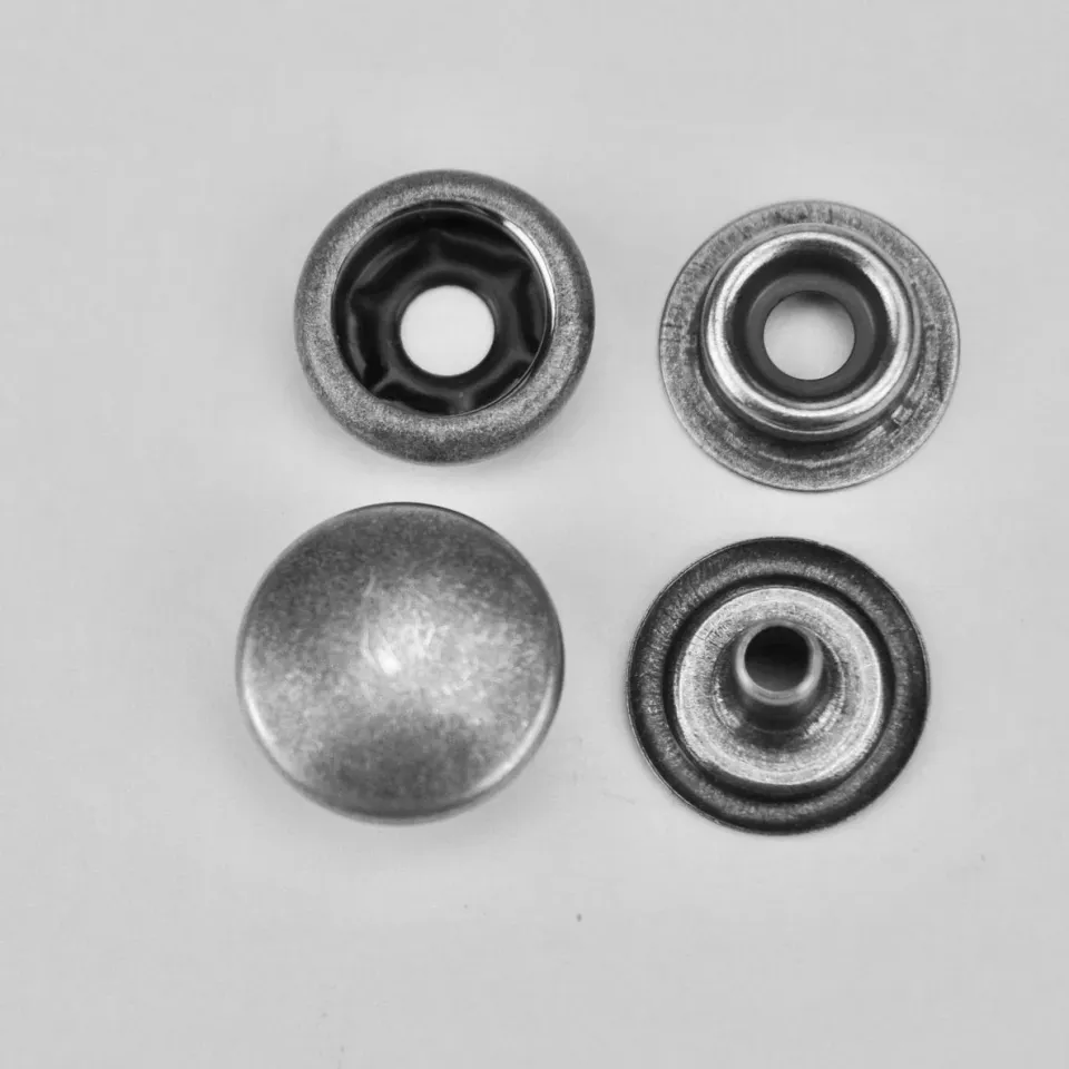 Leather House Snap Buttons 15mm drukknopen oud zilver 10 st