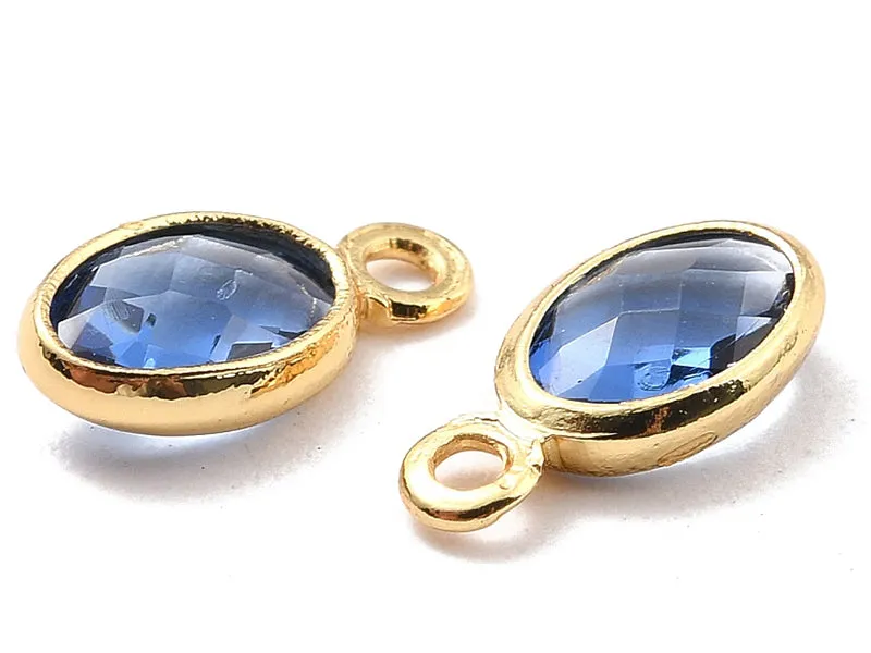 La Petite Epicerie ovale hanger 9 mm blauw goud per stuk