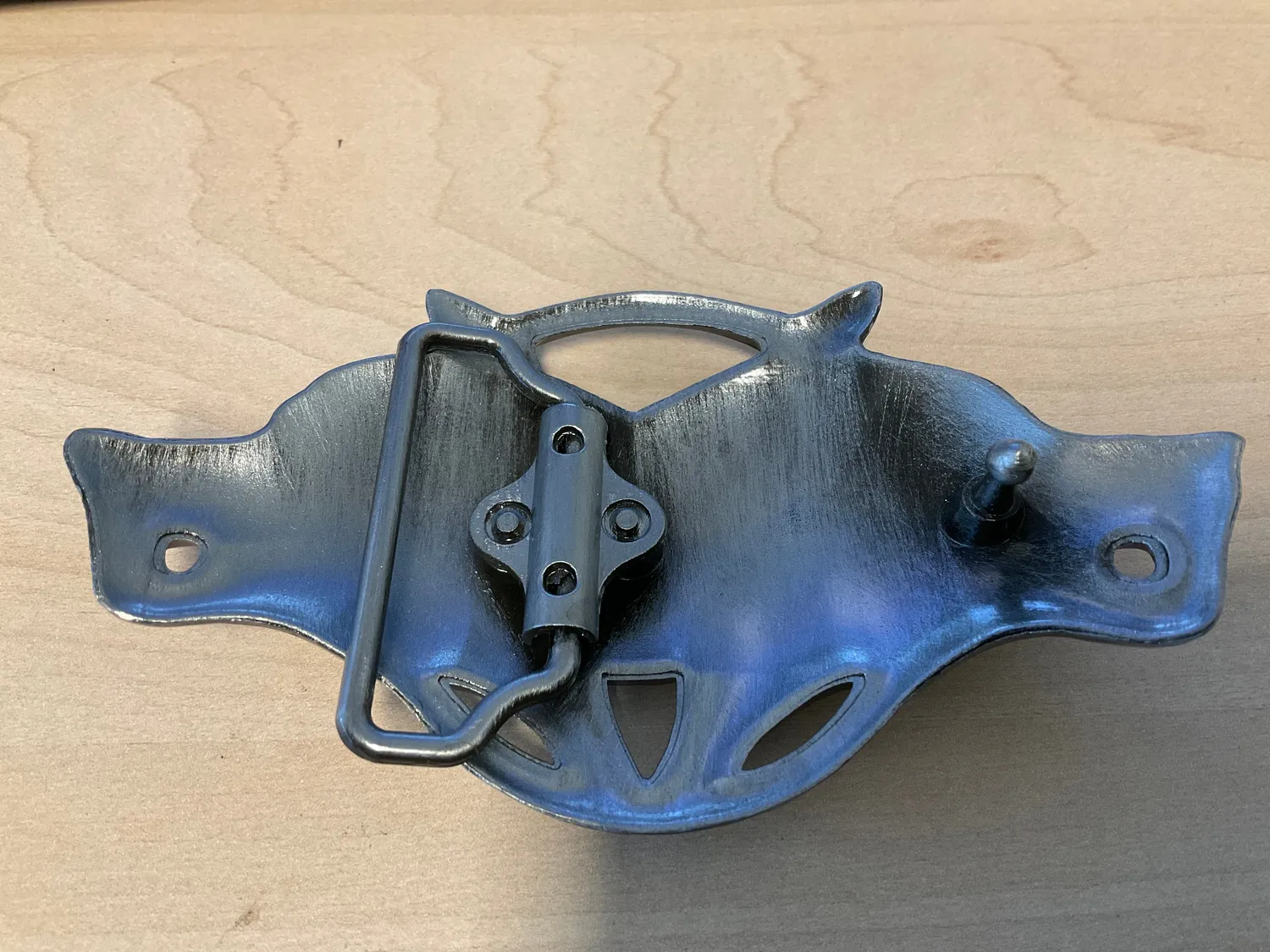 Leather House Wolf Head riemgesp 6,5x11,5cm zilver