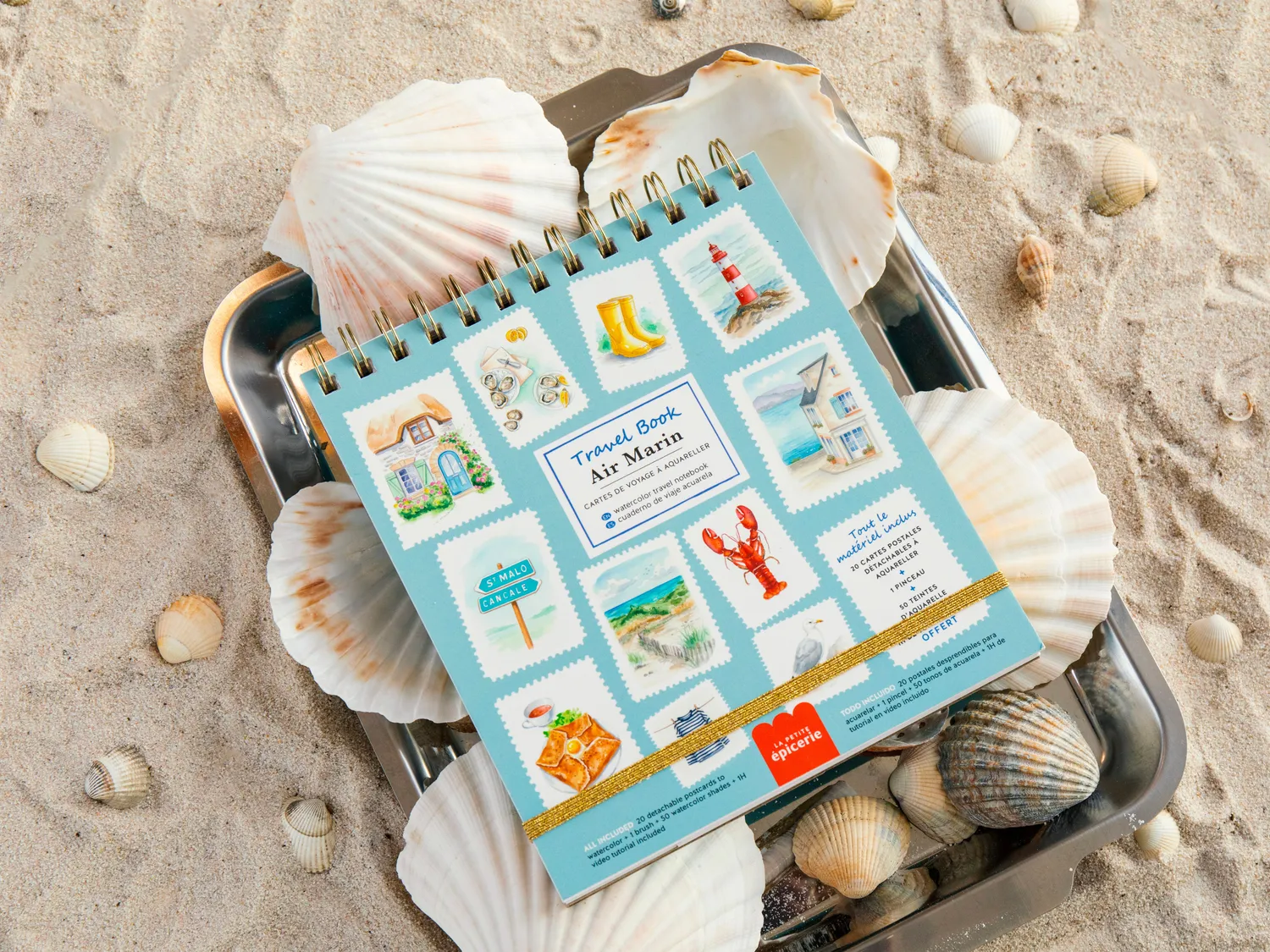 La Petite Epicerie Travel Book Air Marin aquarelboek 20 kaarten marin