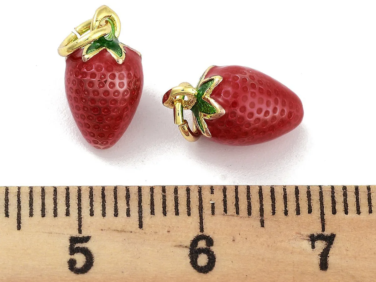 La Petite Epicerie bedel aardbei goud emaille rood per stuk