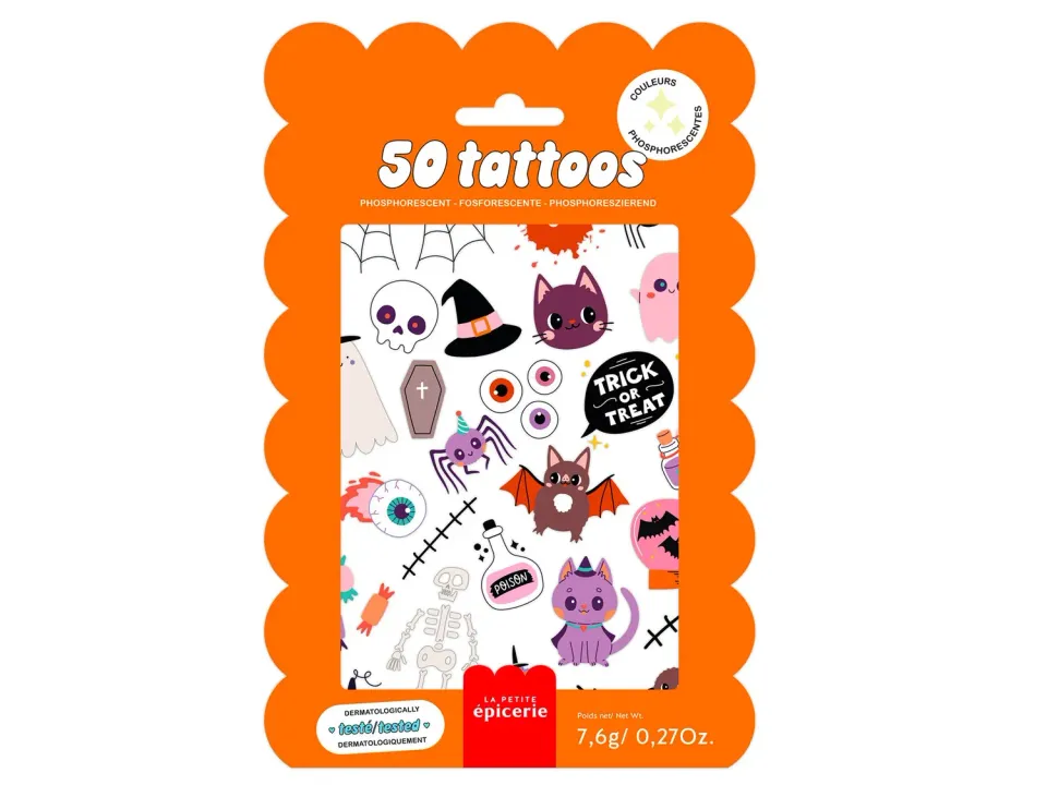 La Petite Epicerie Halloween Plaktattoos 40 stuks Glow
