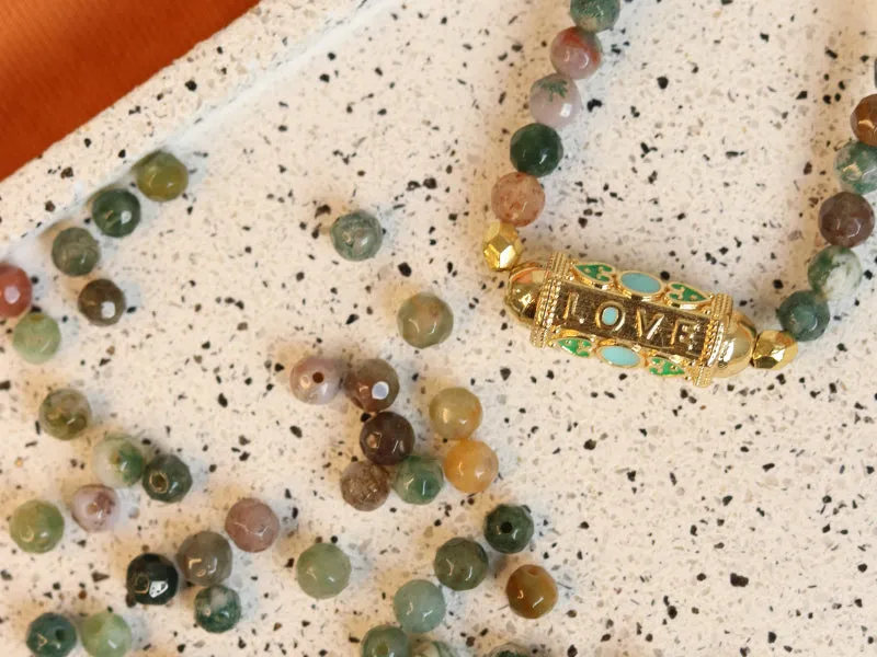 La Petite Epicerie Mon collier agate ketting set groen natuursteen