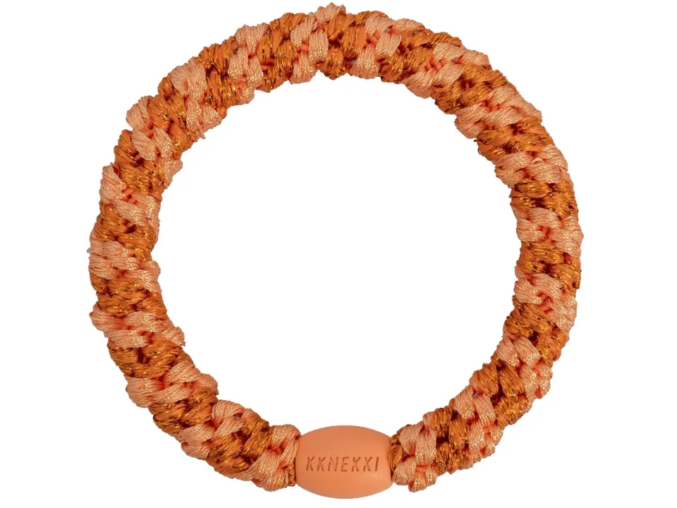 Kknekki Classic haarelastiek oranje gestreept pailletten
