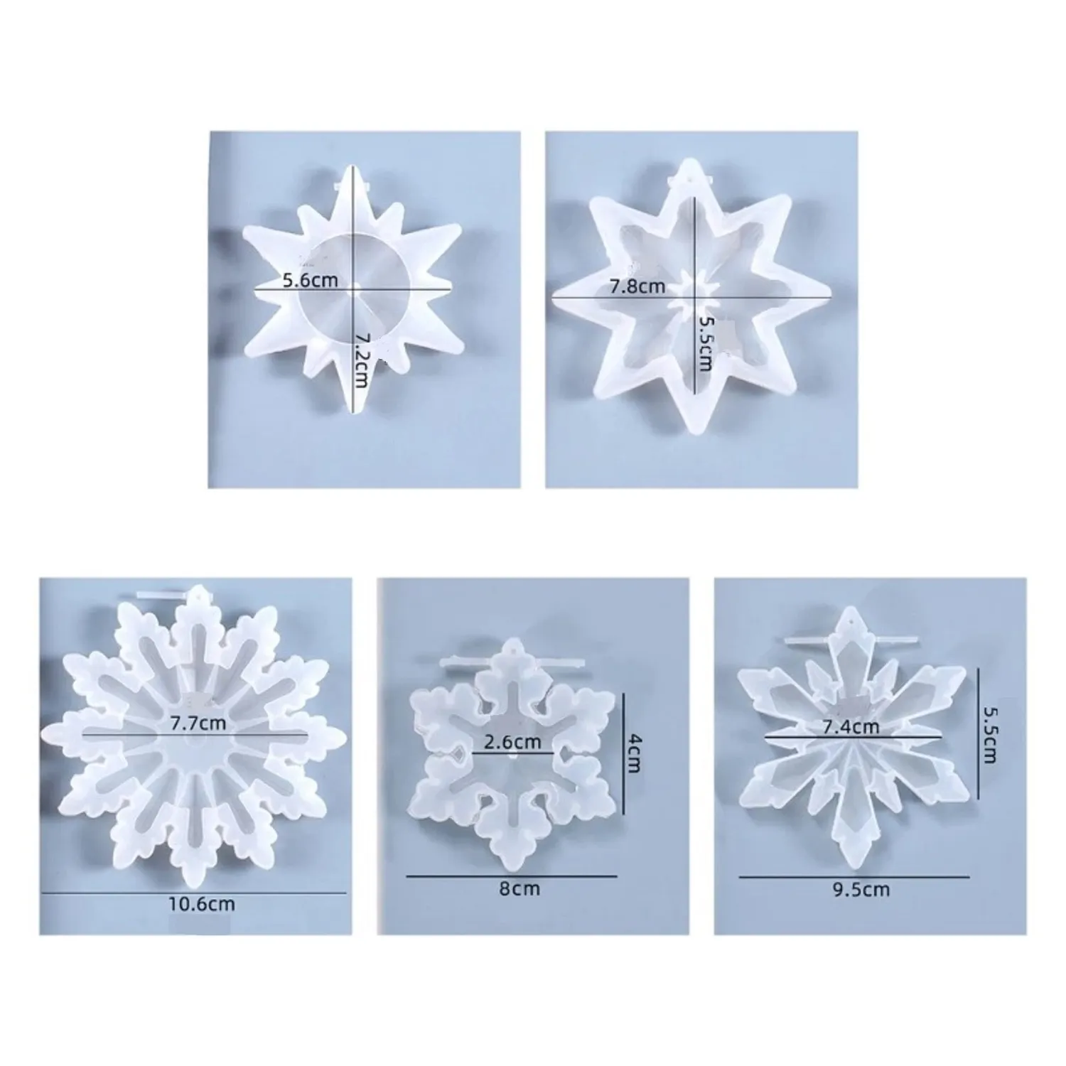 Bijounique Sneeuwvlokken gietmal set 5 mallen