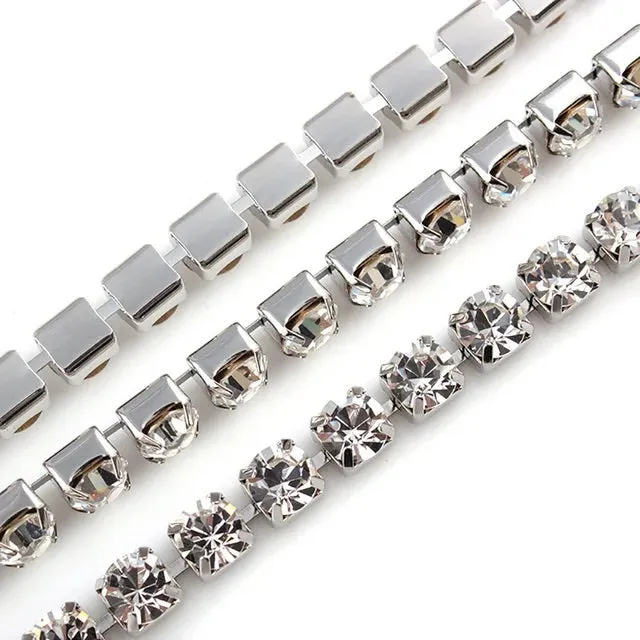 Bijounique Rhinestone stras ketting SS6 zilver 0,5 m