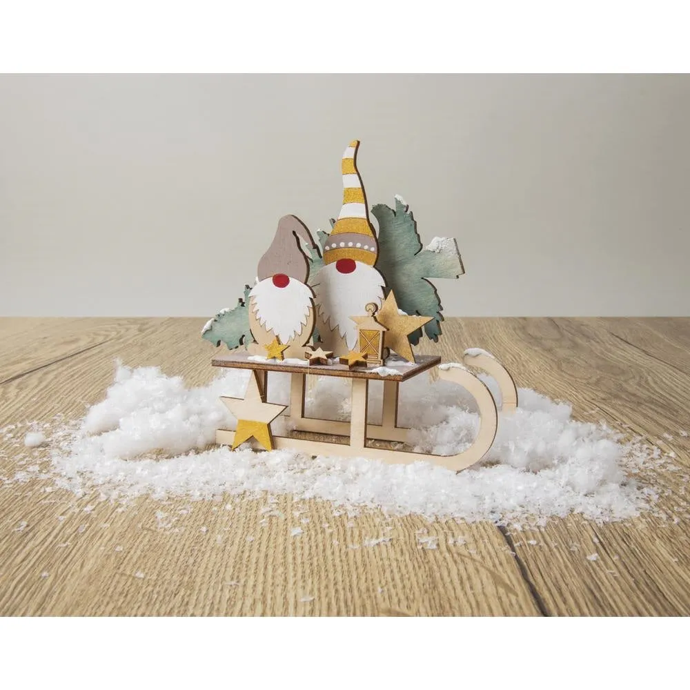 Rayher Gnomes op de slee bouwplaat hout 11,5 cm naturel
