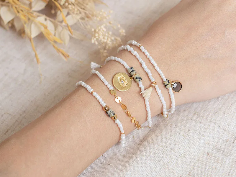 La Petite Epicerie Mon bracelet multirang armband set wit 5 rijen